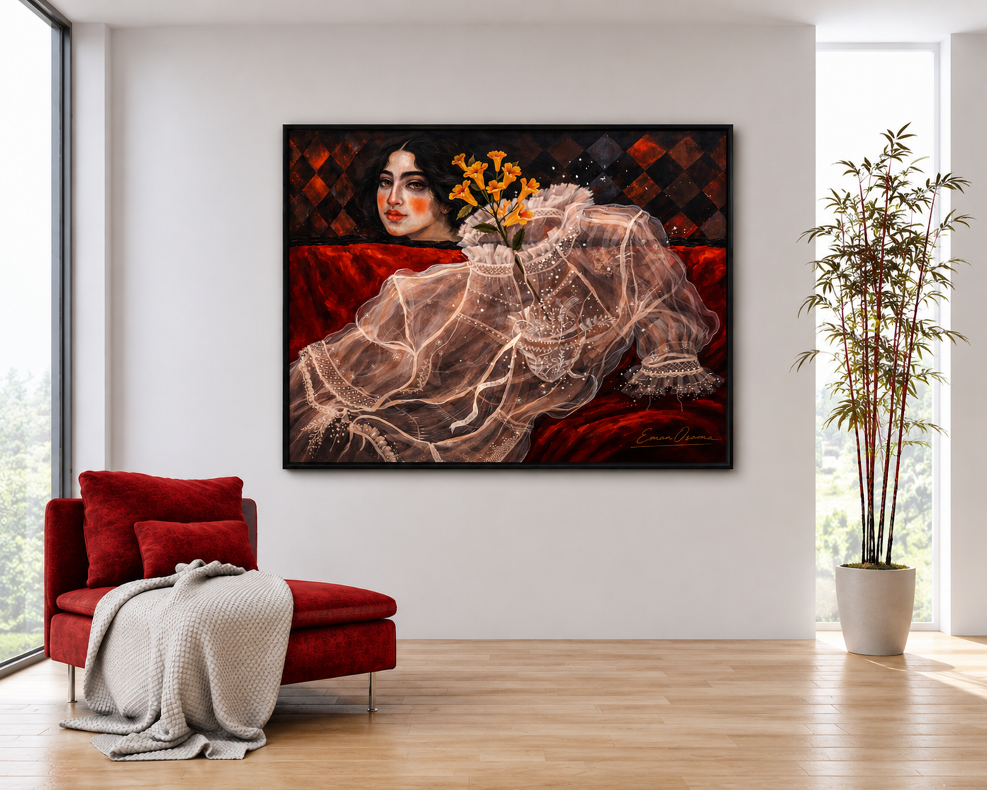 Elegant woman in lace with flowers
