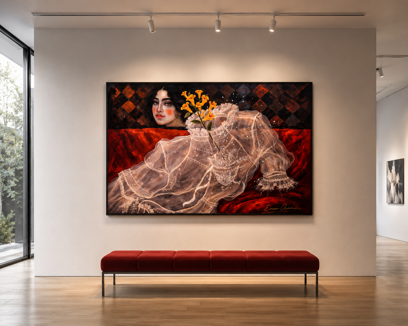 Elegant woman in lace with flowers