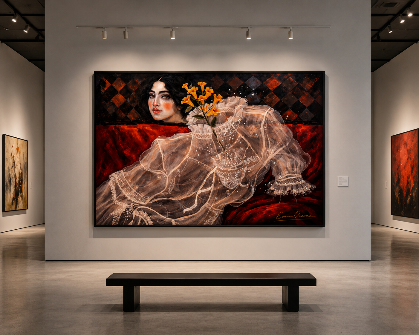Elegant woman in lace with flowers