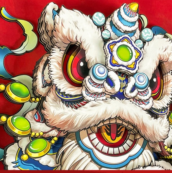 Chinese Lion Dance Wall Art